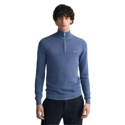 Abbildung von GANT Herren Cotton Pique Halfzip Pullover, Denim Blue Mel, L EU