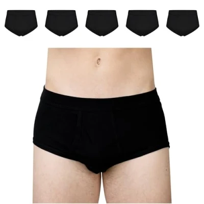 Abbildung von SES Herren Unterhosen Slip 5er Pack Feinripp mit Eingriff und Weichbund aus 100% Baumwolle, schwarz (3XL)