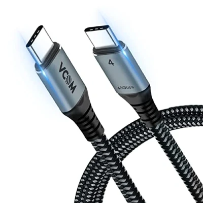 Abbildung von VCOM USB4 Kabel mit 40Gbps Datenübertragung, 100W Aufladung, einzelnes 8K oder Dual 4K Video, USB C kompatibel Thunderbolt 4/3 MacBook, DELL XPS, Surface Pro, Docking (1.2m)