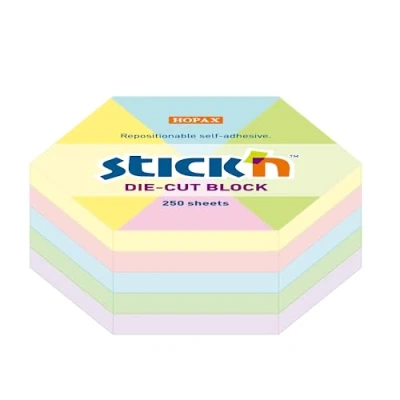 Abbildung von Queue für Haftnotizen in Hexagon Form, 250 Blatt, aus Papier, Pastellfarben, 6,08 x 7,02 cm Mimbek