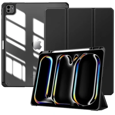 Abbildung von TiMOVO Hülle für iPad Pro 13 Zoll (M4) 2024 Schutzhülle mit Stifthalter, Schlank Ständer Klarer Transparent Rückseite Zoll, Auto Schlaf/Aufwach Schwarz