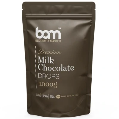 Abbildung von BAM Milchschokolade Drops, Tropfen, Callets zum Schmelzen, Backen für Zuhause und Profi (1 kg)