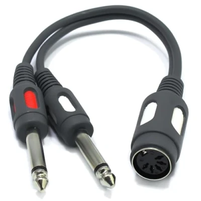 Abbildung von VITALCO DIN Klinke Audio Adapter 5 Pol Buchse auf 2X 6,3mm TS Mono Dual Stecker Männlich Weiblich Polig Poliger