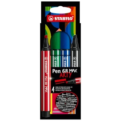 Abbildung von Premium Filzstift mit dicker Keilspitze STABILO Pen 68 MAX ARTY 4er Pack 4 verschiedenen Farben