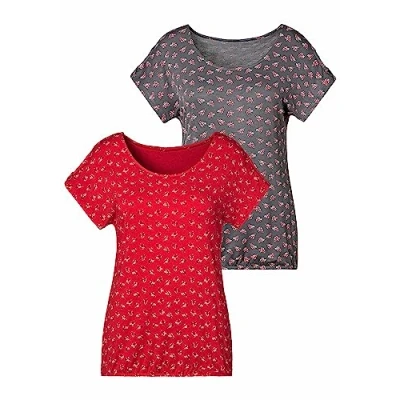 Abbildung von Lascana PACK Tshirt print Rot dunkelgrau, Damen, Größe: 36/38, dunkelgrau