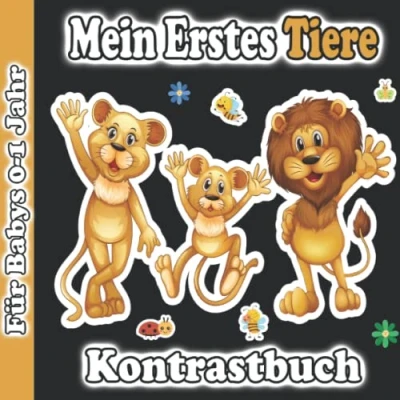 Abbildung von Mein Erstes Tiere Kontrastbuch für Babys 0 1 Jahr: Schwarz Weiß Fokusbuch von Kleinkinder Visuelle Stimulation Kontrastkarten Nikolaus Geschenk Neues Baby