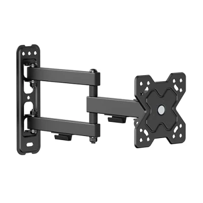 Abbildung von PureMounts TV Monitor Wandhalterung, neigbare und schwenkbare Universal Halterung mit Gelenk Arm, max. VESA 100x100 mm, für 13 32 Zoll Ferseher bis 20kg, schwarz