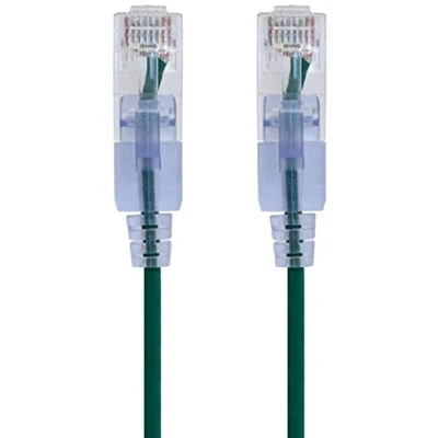 Abbildung von Monoprice Cat6A Ethernet Patchkabel 90 cm Grün (10 Stück) snagless RJ45 550 MHz UTP reiner blanker Kupferdraht 10G 30AWG SlimRun Serie