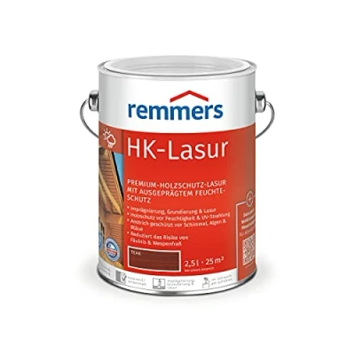 Abbildung von Remmers HK Lasur 3in1 teak, 2,5 Liter, Holzlasur aussen, 3n1: Imprägnierung, Grundierung &amp; Lasur, Holzschutz vor Feuchtigkeit UV Strahlung