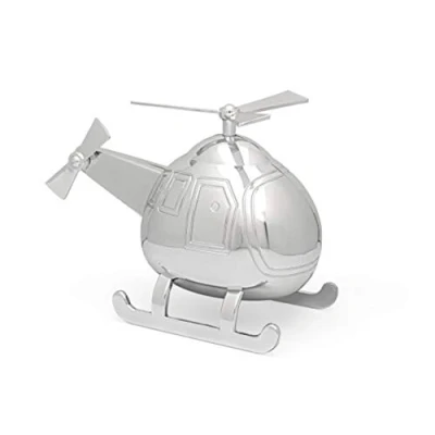 Abbildung von Brillibrum Spardose Hubschrauber Silber als Geschenk für Kinder Helikopter mit Gravur Sparbüchse Heli Namen