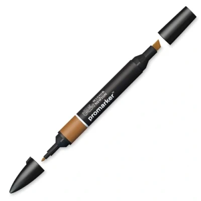 Abbildung von Winsor &amp; Newton 0203636 ProMarker Professioneller Layoutmarker 2 Spitzen, fein breit für Zeichnungen, Design Layouts Kaffee