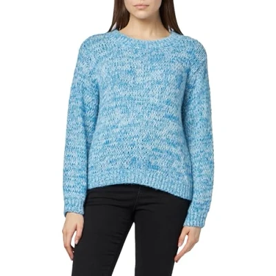 Abbildung von Pieces Pcnomana O NECK Strickpullover, Damen, Größe: Large, French blue/clouddancer/marineblue