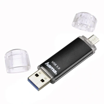 Abbildung von Hama USB Stick &quot;Laeta Twin&quot;, 3.0, 16 GB, 40MB/s, Schwarz (Lesegeschwindigkeit 40 MB/s)