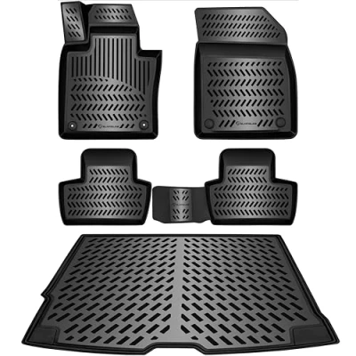 Abbildung von ELMASLINE 3D Gummimatten &amp; Kofferraumwanne Set für Volvo XC 60 (XC60) 2017 2024 Mitteltunnel passt Nicht in Recharge