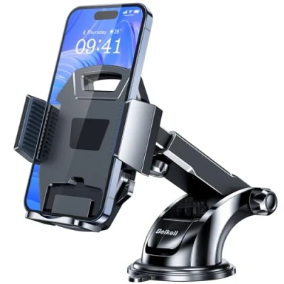 Abbildung von Beikell Handyhalterung Auto, 360 Drehbar Handyhalter fürs Auto mit EIN Knopf Release, Amaturenbrett Glasscheibe KFZ Handy Halterung, Kompatibel iPhone, Galaxy und andere Smartphone