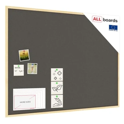 Abbildung von ALLboards Grau Pinnwand mit Holz Rahmen 120x90cm Korktafel Korkwand Kork