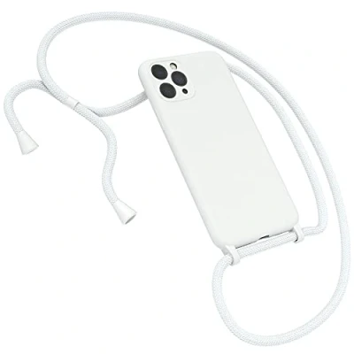 Abbildung von EAZY CASE Premium Silikon Handykette kompatibel mit iPhone 11 Pro Handyhülle Umhängeband, Handykordel Schutzhülle, Silikonhülle, Hülle Band, Kette für Smartphone, Weiß