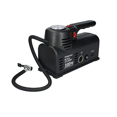 Abbildung von Ferrestock Ca105 Mini Auto Kompressor, DC 12 V und 220 mit eingebautem Manometer