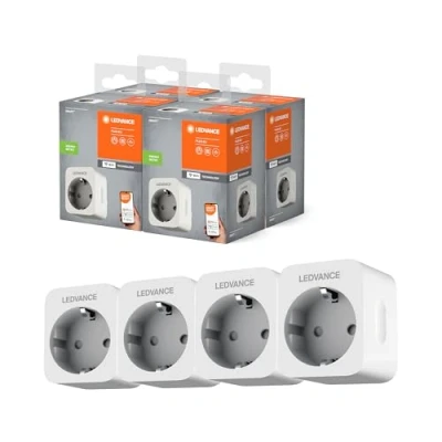 Abbildung von LEDVANCE wlan Steckdose, smarte Alexa steckdose. Wifi Stromzähler für Steckdose das SMART Home. Kompatibel und Steuerbar mit Fernbedingung, google, oder per App, 2,4GHz, 4er Pack