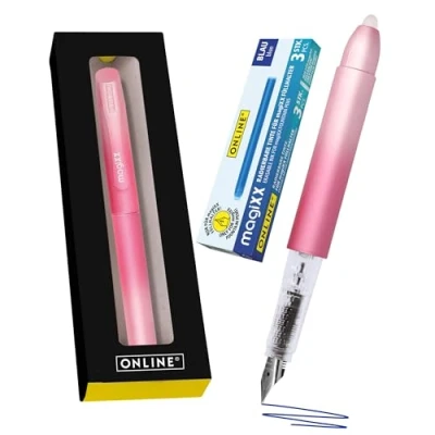 Abbildung von Online Füllhalter magiXX Sweet Love I Füller mit radierbarer, blauer Tinte inkl. 4 Patronen Schreiben, radieren &amp; korrigieren in einem Füllfederhalter als Geschenk für Schule Uni