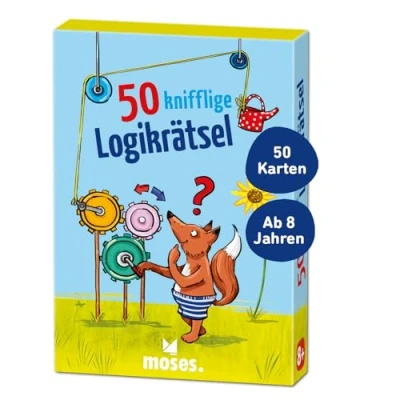 Abbildung von moses. 50 knifflige Logikrätsel lustiges Rätselspiel mit Denksportaufgaben für Kinder ab 8 Jahren, Karten voller Knobeleien clevere Kids