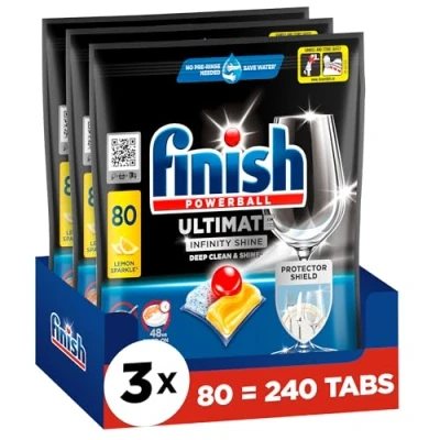 Abbildung von Finish Ultimate Infinity Shine Citrus Spülmaschinentabs Geschirrspültabs für ultimative Reinigung, Fettlösekraft und Glanz mit Schutzschild Sparpack 240 Tabs (3x80 Tabs)