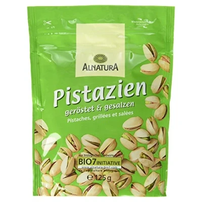 Abbildung von Alnatura Bio Pistazien, geröstet und gesalzen, vegan, 4er Pack (4 x 125 g)