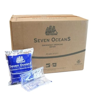 Abbildung von Seven Ocean Emergency Drinking Water, Notfallnahrung Wasser 30 Konserven fast unzerstörbar mit extrem langer Haltbarkeit ohne chemische Zusätze