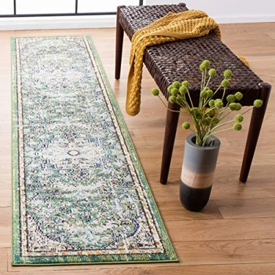 Abbildung von Safavieh Boho Teppich für Wohnzimmer, Esszimmer, Schlafzimmer, Madison Collection, Kurzer Flor, Fuchsia und Gold, 201 X cm