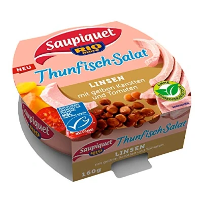 Abbildung von Saupiquet Rio Mare Thunfisch Salat Linsen, MSC zertifiziert, Fix und fertig zubereitet, Ideal für unterwegs, 160g