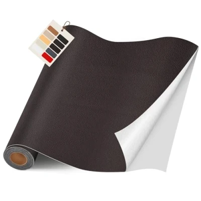 Abbildung von Leder kunstleder selbstklebend, 40 x400cm Reparatur set, Kit für Möbel, Sofa, Autositze, Taschen, und Renovierung(Kaffee)