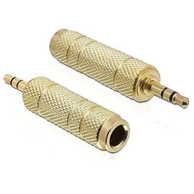 Abbildung von DELOCK Adapter Audio Klinke 3,5mm Stecker &gt; 6,35mm Buchse 3 Pin Metall Gold