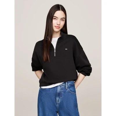 Abbildung von Tommy Jeans 1/4 ZIP CREW Sweatshirt, Damen, Größe: Medium, Black