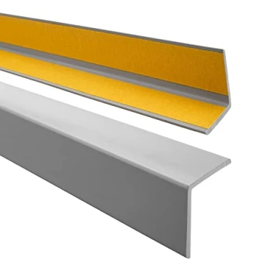 Abbildung von QUEST Winkelprofil 40x40mm Selbstklebendes PVC Gummi Kantenschutzprofil, Elastischer Eckschutz, Kunststoffwinkel für Kanten &amp; Ecken, Grau, 200cm