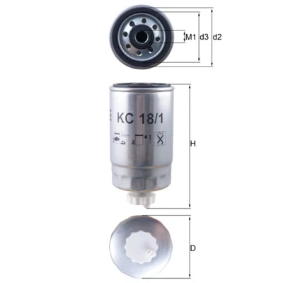 Abbildung von MAHLE ORIGINAL KC 18/1 Kraftstofffilter Anschraubfilter