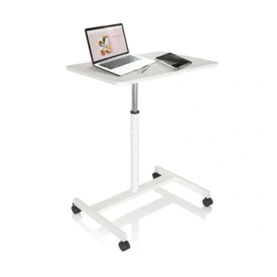 Abbildung von hjh OFFICE 802112 Stehtisch Laptop Stand VM SU 70x48 cm Weiß Laptopständer Arbeitstisch höhenverstellbar bis 114