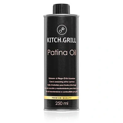 Abbildung von KitchGrill Einbrenn und Pflegeöl 250 ml Patinaöl für Gusseisenpfannen Töpfe, Grillroste, Grillplatten, Dutch Oven, etc. Gusseisen, Schmiedeeisen, Einbrennöl,