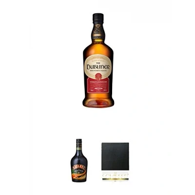 Abbildung von The Dubliner Irish Whiskylikör 0,7 Liter + Baileys Cream Sahne Irland 1,0 Schiefer Glasuntersetzer eckig ca. 9,5 cm Durchmesser
