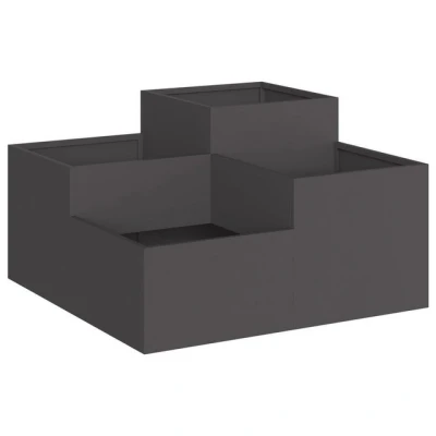 Abbildung von vidaXL Moderner Metallgartenpflanzer Schwarz 80 X 48 cm Robuste Stahlkonstruktion Offenes Bodendesign für effiziente Entwässerung Stylisch jedes Außenbereich Pflanzer Pflanzen Blumen Kaltgewalzter