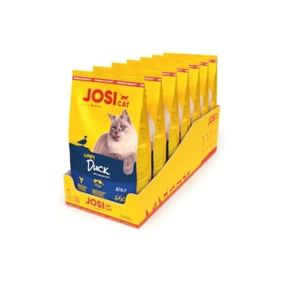 Abbildung von JosiCat Crispy Duck (7 x 650 g) Adult Premium Trockenfutter für Katzen mit köstlicher Ente &amp; wertvollen Fettsäuren Powered by JOSERA Katzenfutter Alleinfuttermittel 7er Pack