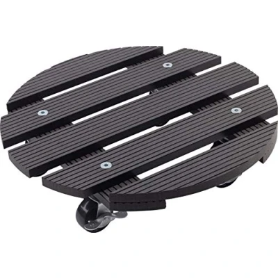 Abbildung von Metafranc WPC Pflanzenroller Ø 300 mm 60 kg Tragkraft Anthrazit PP Räder Feststeller Witterungsbeständig/Outdoorroller/Untersetzer mit Rollen/Transporthilfe für Pflanzen / 825130
