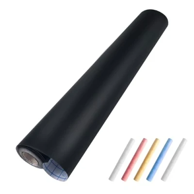 Abbildung von Tekenewbse Tafelfolie Selbstklebend 43x300cm, Kreidetafel Kinder, Wandtafel, Kreidefolie Selbstklebend, Selbstklebende Schwarz Matt als Tafel für Wand oder DIY (Enthält 5 Stück Kreide)