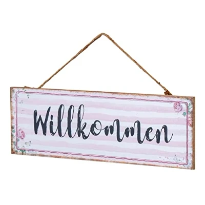 Abbildung von Levandeo® Wandbild, Willkommen Türschild 30x10cm Rosa Weiß Wandschild MDF Holz
