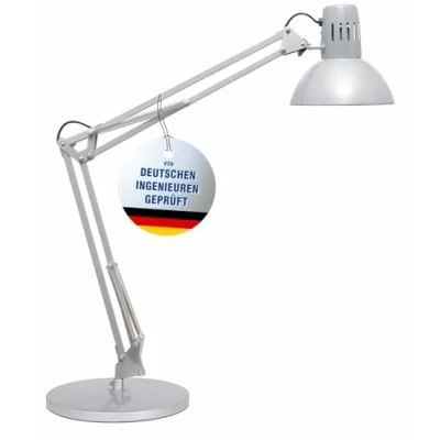 Abbildung von MAUL LED Schreibtischlampe MAULstudy Verstellbare Stehlampe mit Gelenkarm für Büro, Arbeitszimmer und Schreibtisch Elegante Bürolampe aus Metall Exklusive Leuchtmittel Silber