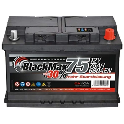 Abbildung von Autobatterie 12V 75Ah 680A BlackMax PKW Batterie ersetzt 65Ah 70Ah 72Ah 74Ah