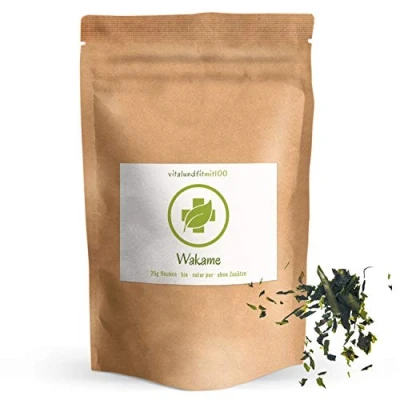 Abbildung von Bio Wakame Flocken 25 g mineralstoffhaltige Braunalge getrocknete Algen Flocken, Algenflakes, Meeresgewürz von der Atlantikküste Spaniens in Rohkost Qualität glutenfrei OHNE Zusatzstoffe