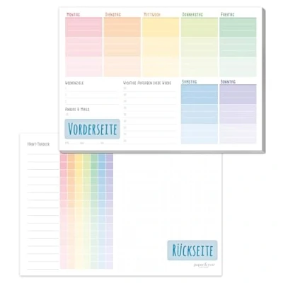 Abbildung von paper&amp;you® A5 Wochenplaner Block [Rainbow] 50 Seiten inkl. Notizblock auf der Rückseite klimafreundlich und nachhaltig