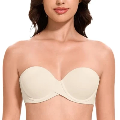 Abbildung von MELENECA Damen Push Up Trägerlos BH Bügel mit geformte Cups Sanddollar 75B