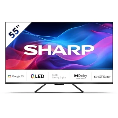 Abbildung von SHARP 55GR8265E Google TV 139 cm (55 Zoll) 4K Ultra HD 144Hz QLED (Smart ohne Rahmen, Dolby Atmos, Vision IQ, HDMI 2.1 mit eARC, VRR und ALLM)