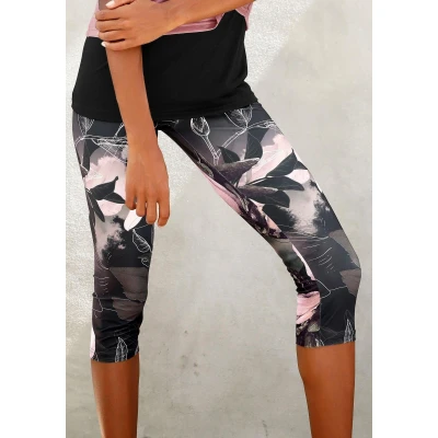 Abbildung von LASCANA ACTIVE Caprileggings &quot;Tropical&quot;, mit abstraktem Blumenprint, Loungewear
